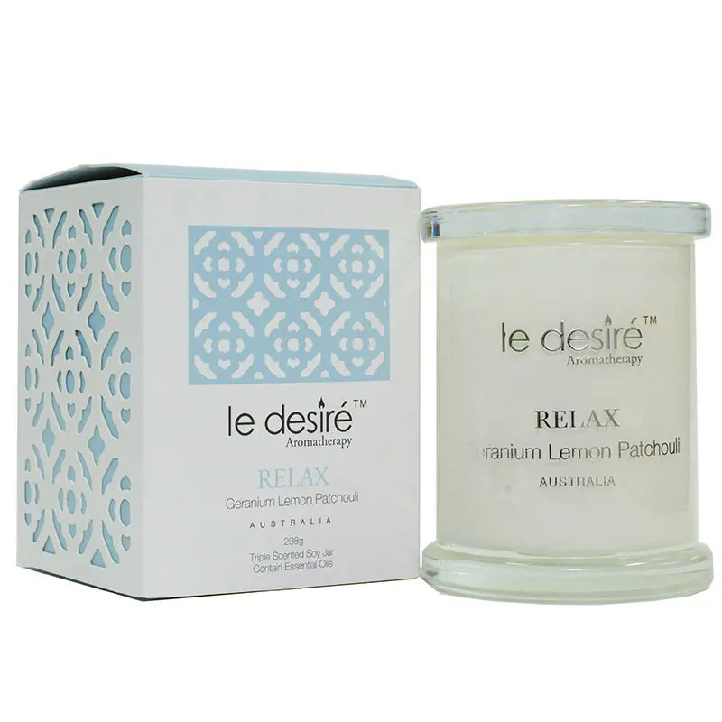 Le Desire Aromatherapy Soy Candle - Relax Geranium Lemon Patchouli 298g